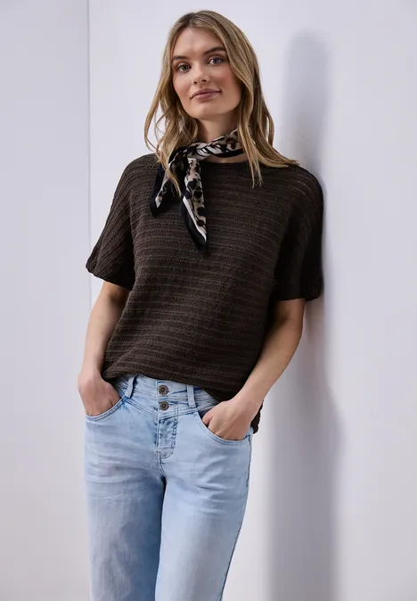 T-shirt à col rond et structure espresso brown T-shirt à col rond et structure espresso brown