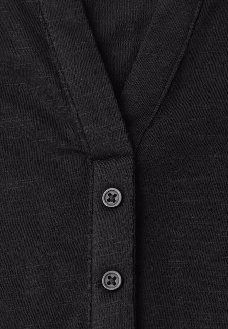 Dropped Shoulder Shirt mit Split Neck Black