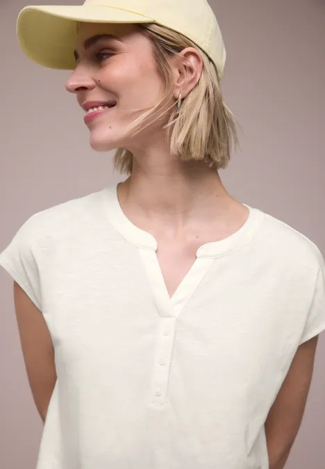 Dropped Shoulder Shirt mit Split Neck off white