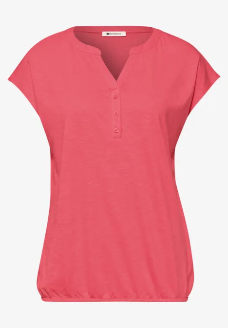 Dropped Shoulder Shirt mit Split Neck striking coral