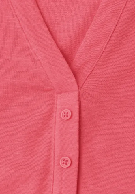 Dropped Shoulder Shirt mit Split Neck striking coral