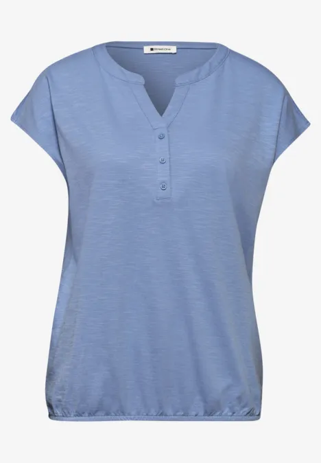 Shirt met losse schouders en gespleten hals drift blue Shirt met losse schouders en gespleten hals drift blue
