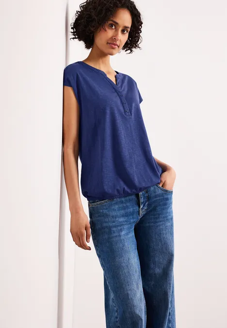Dropped Shoulder Shirt mit Split Neck amparo blue
