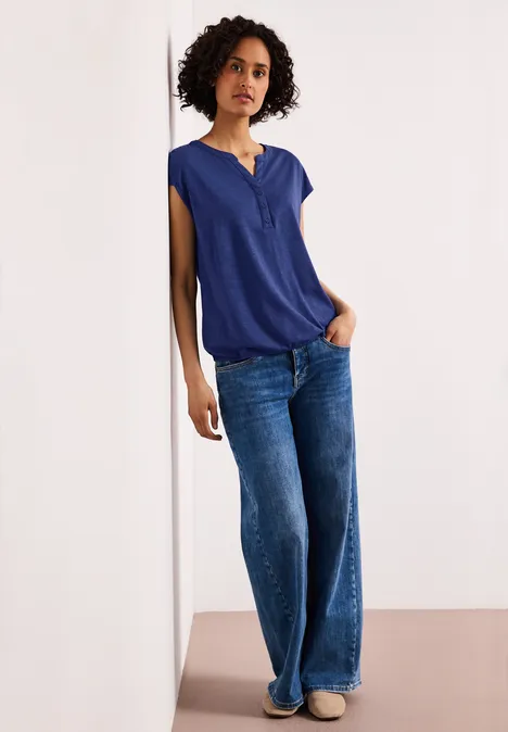 Dropped Shoulder Shirt mit Split Neck amparo blue