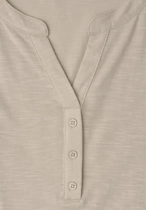 Dropped Shoulder Shirt mit Split Neck clay sand