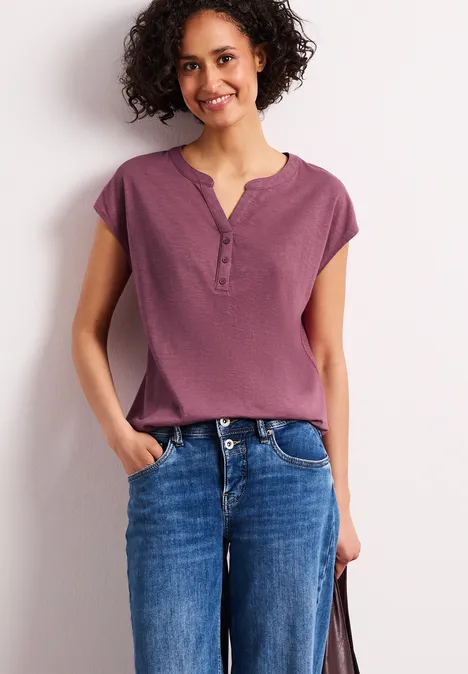 Dropped Shoulder Shirt mit Split Neck dark clouded blush