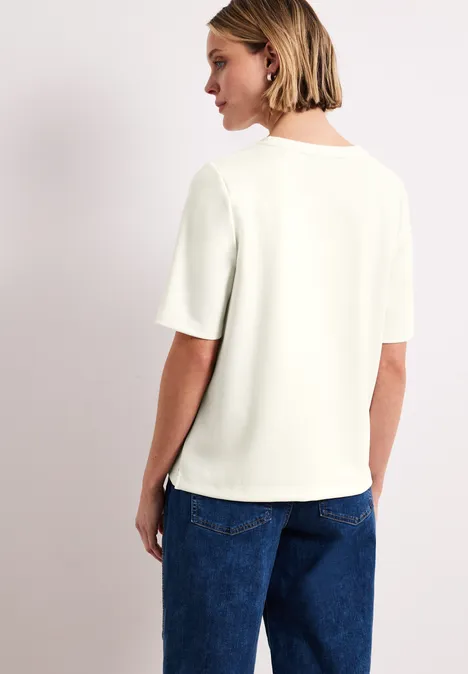 T-shirt à col rond avec détail décoratif off white T-shirt à col rond avec détail décoratif off white