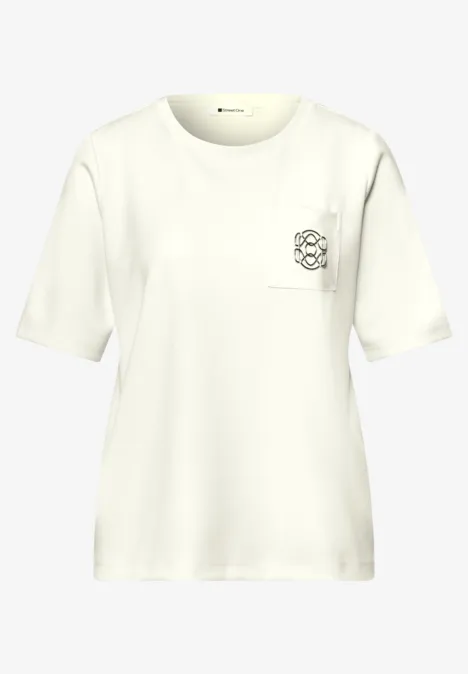 T-shirt à col rond avec détail décoratif off white T-shirt à col rond avec détail décoratif off white