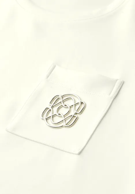 T-shirt à col rond avec détail décoratif off white T-shirt à col rond avec détail décoratif off white