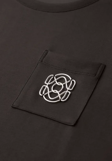 Shirt met ronde hals en decoratief detail espresso brown Shirt met ronde hals en decoratief detail espresso brown