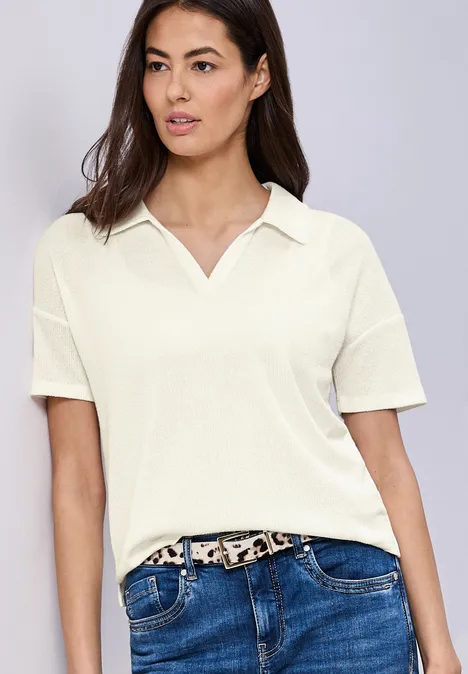 Effen polo met korte mouwen off white