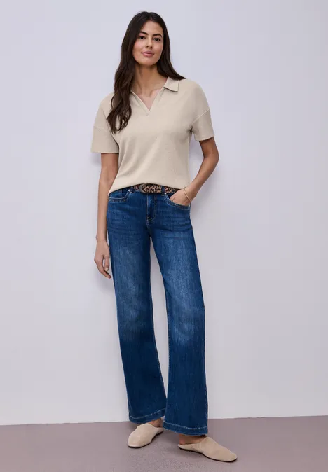 Polo à manches courtes en couleur unie clay sand Polo à manches courtes en couleur unie clay sand