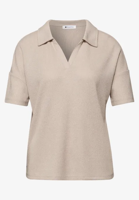Polo à manches courtes en couleur unie clay sand Polo à manches courtes en couleur unie clay sand