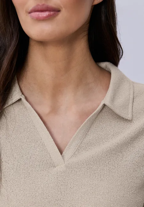 Polo à manches courtes en couleur unie clay sand Polo à manches courtes en couleur unie clay sand