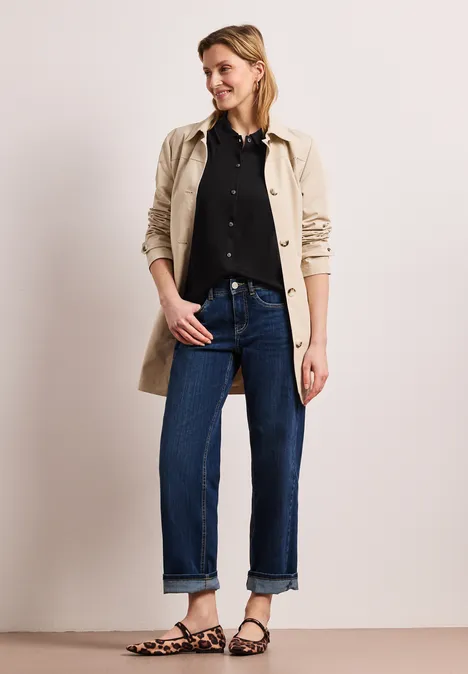 Kurzarm Shirt mit Knopfleiste Black