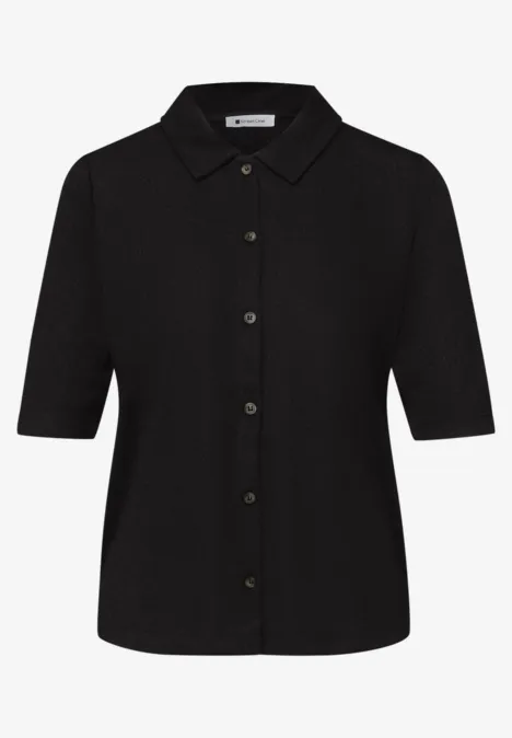 Kurzarm Shirt mit Knopfleiste Black