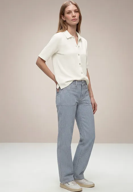 Kurzarm Shirt mit Knopfleiste off white