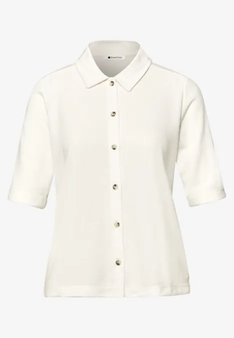 Kurzarm Shirt mit Knopfleiste off white