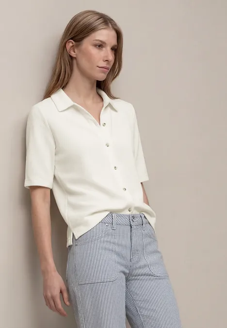 Kurzarm Shirt mit Knopfleiste off white