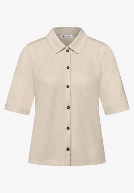 Kurzarm Shirt mit Knopfleiste moonstone sand