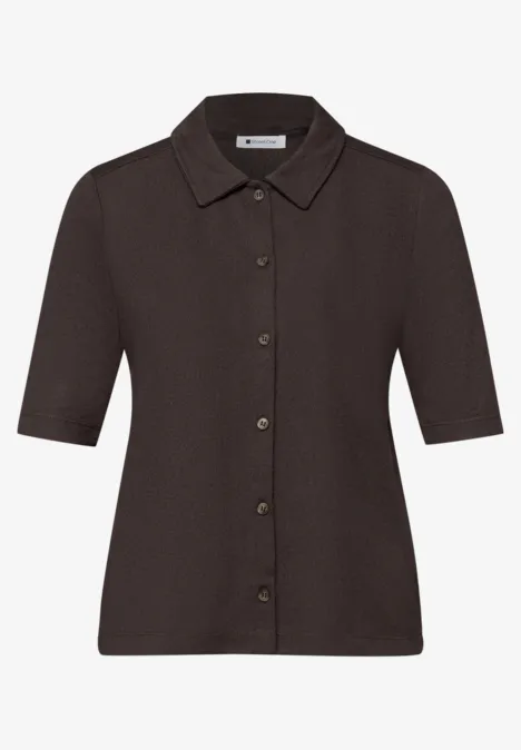 Kurzarm Shirt mit Knopfleiste espresso brown