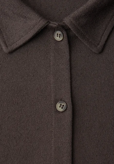 Kurzarm Shirt mit Knopfleiste espresso brown