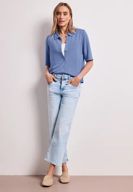Kurzarm Shirt mit Knopfleiste drift blue