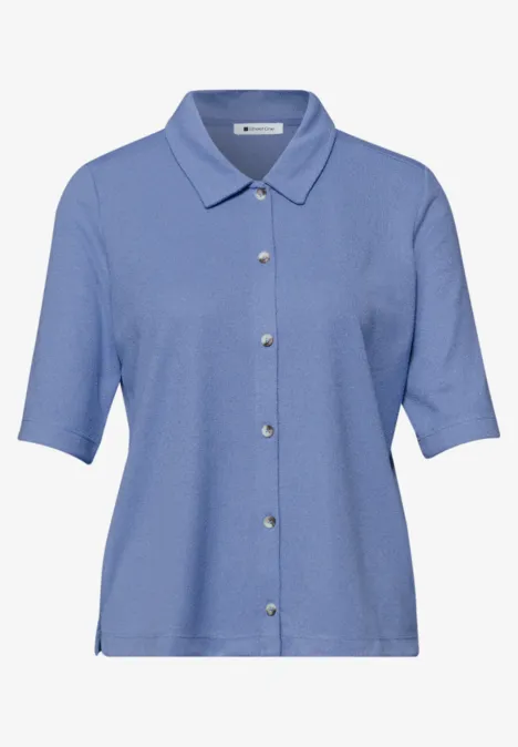 Kurzarm Shirt mit Knopfleiste drift blue