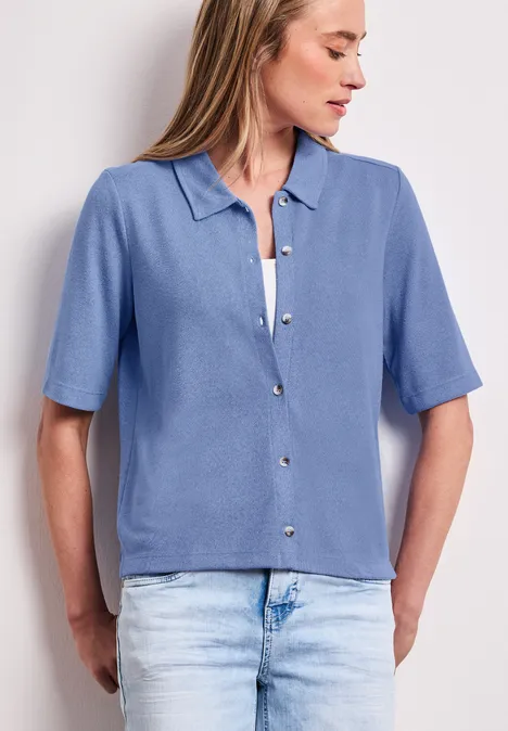 Kurzarm Shirt mit Knopfleiste drift blue