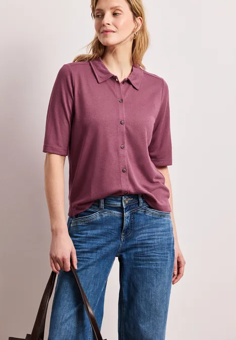 Kurzarm Shirt mit Knopfleiste dark clouded blush