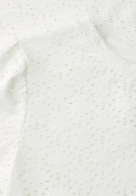 Kurzarm Shirt mit Rundhals aus Spitze off white