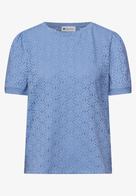 Kurzarm Shirt mit Rundhals aus Spitze drift blue