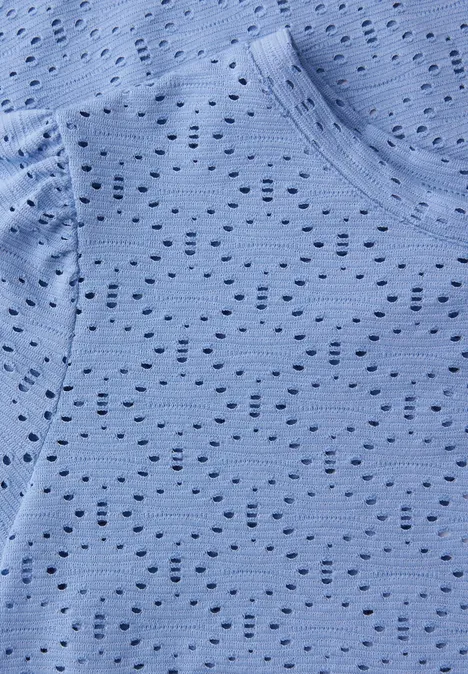 Kurzarm Shirt mit Rundhals aus Spitze drift blue