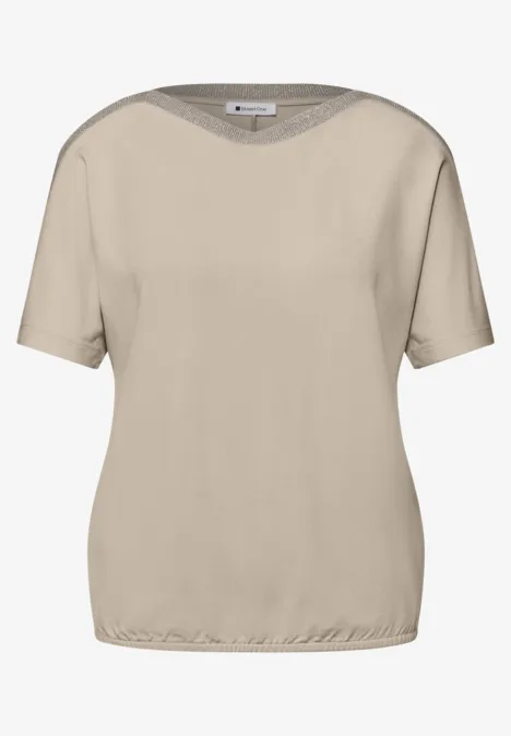 Shirt met hangende schouder en glitter clay sand