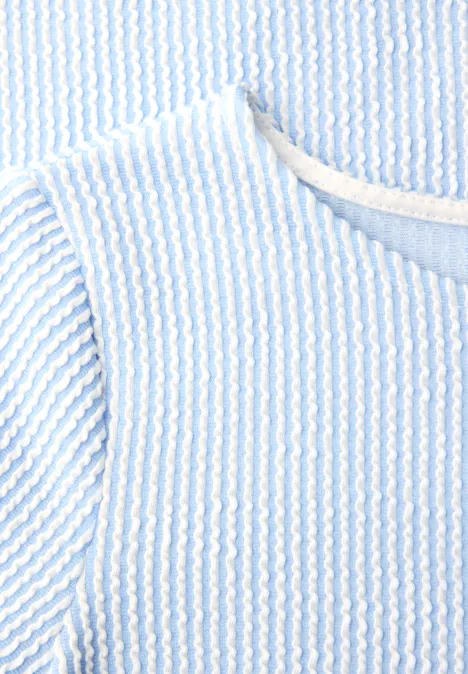 Shirt met korte mouwen en gestructureerde strepen calm blue Shirt met korte mouwen en gestructureerde strepen calm blue