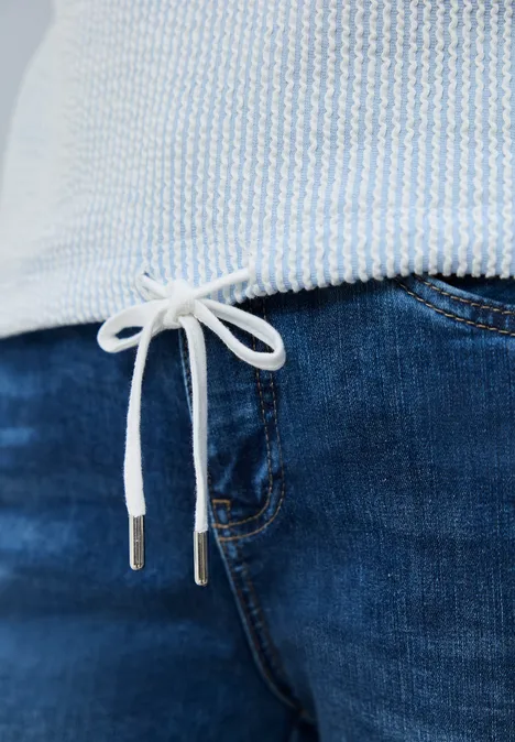 Shirt met korte mouwen en gestructureerde strepen calm blue Shirt met korte mouwen en gestructureerde strepen calm blue