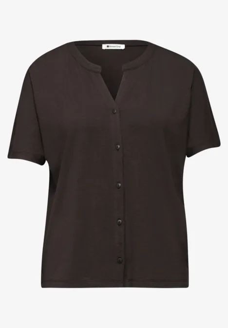 Shirt met overhangende schouders in tuniekstijl espresso brown