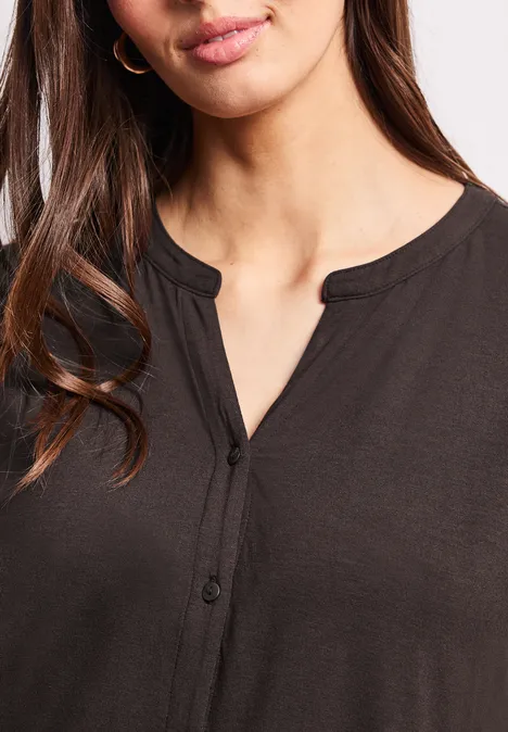 Shirt met overhangende schouders in tuniekstijl espresso brown