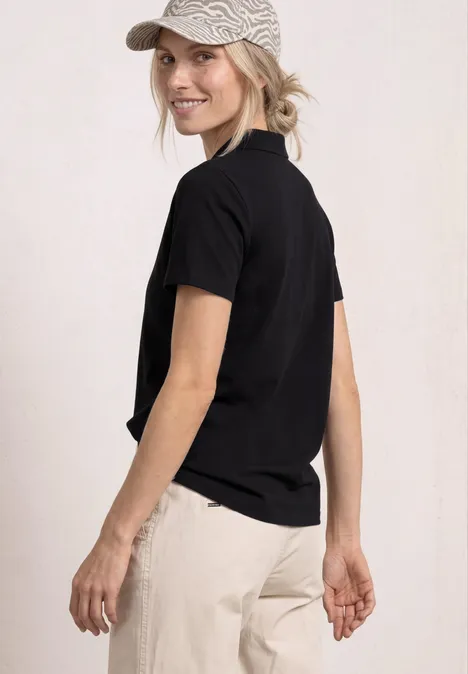 Poloshirt met korte mouwen en geribde structuur Black