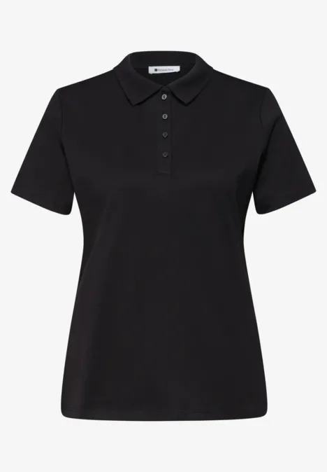 Poloshirt met korte mouwen en geribde structuur Black