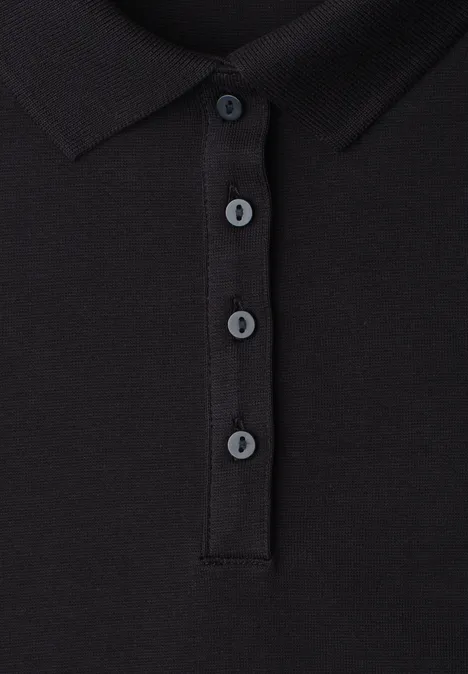 Poloshirt met korte mouwen en geribde structuur Black