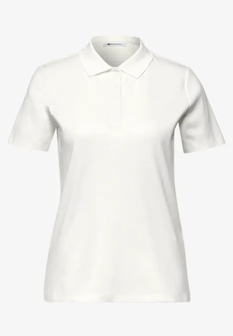 Poloshirt met korte mouwen en geribde structuur off white Poloshirt met korte mouwen en geribde structuur off white