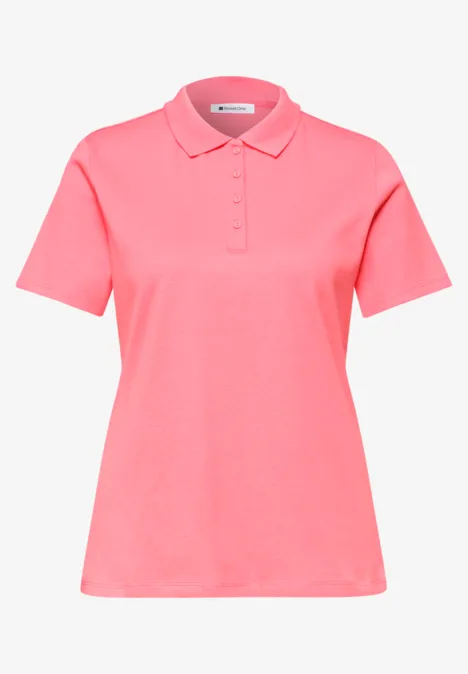 Kurzarm Poloshirt in Rippstruktur striking coral Kurzarm Poloshirt in Rippstruktur striking coral