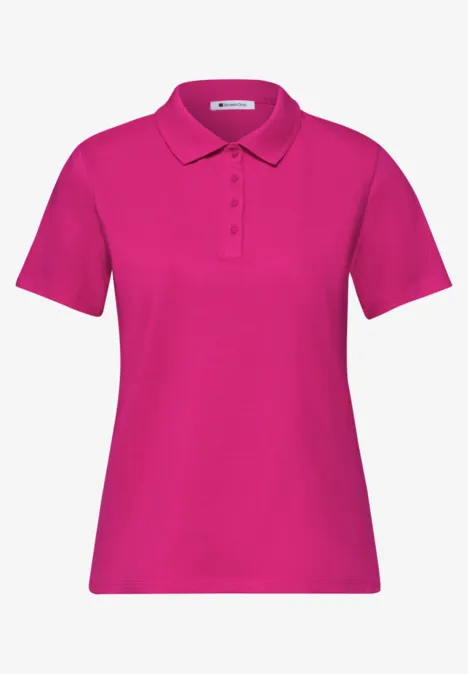 Poloshirt met korte mouwen en geribde structuur magenta dream Poloshirt met korte mouwen en geribde structuur magenta dream