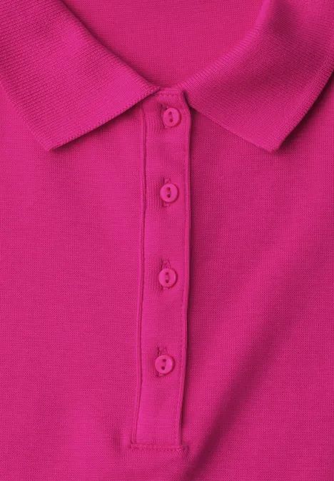 Poloshirt met korte mouwen en geribde structuur magenta dream Poloshirt met korte mouwen en geribde structuur magenta dream