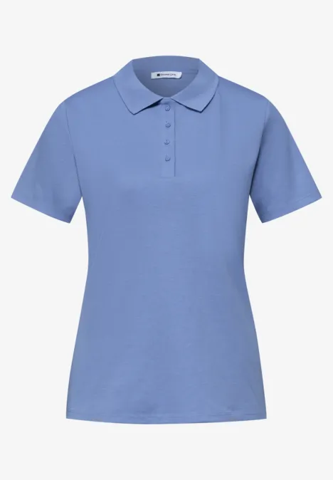 Poloshirt met korte mouwen en geribde structuur drift blue