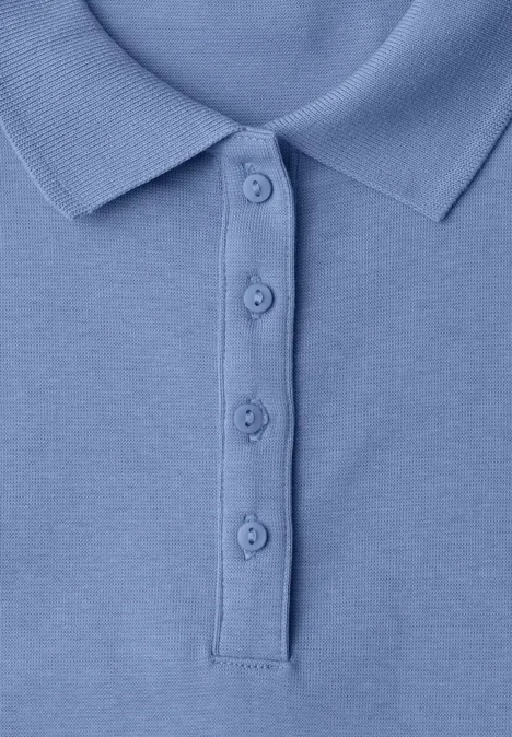 Poloshirt met korte mouwen en geribde structuur drift blue