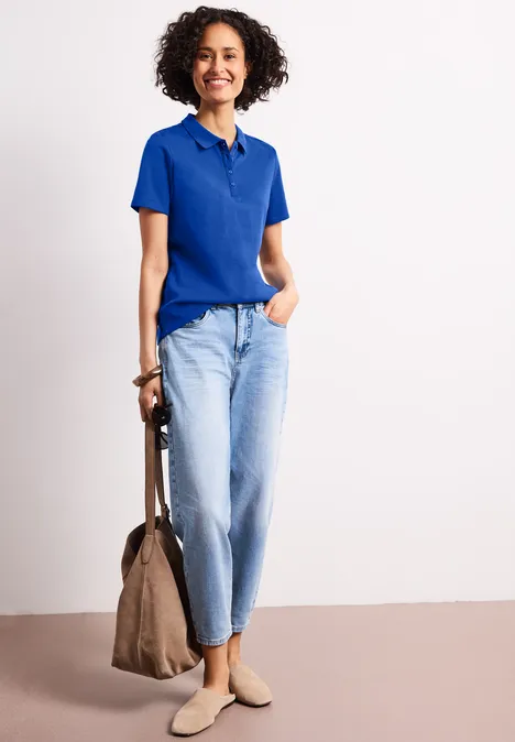 Kurzarm Poloshirt in Rippstruktur amparo blue Kurzarm Poloshirt in Rippstruktur amparo blue