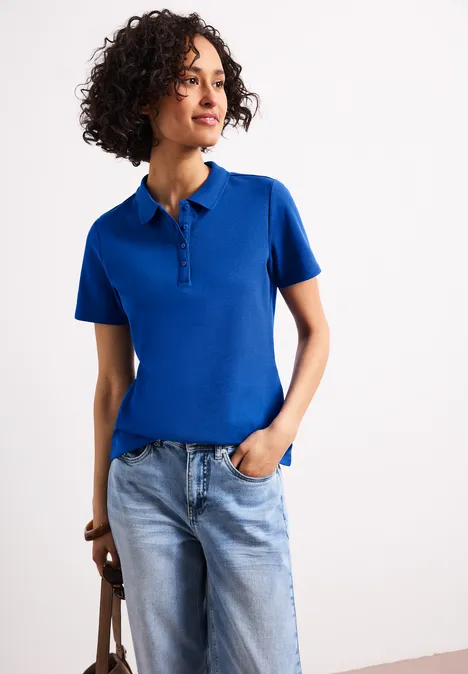 Kurzarm Poloshirt in Rippstruktur amparo blue Kurzarm Poloshirt in Rippstruktur amparo blue