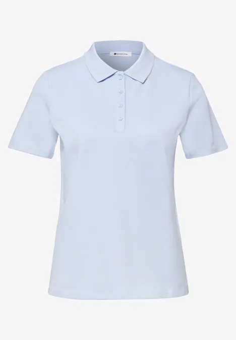 Kurzarm Poloshirt in Rippstruktur cashmere blue Hellblaues kurzärmeliges Poloshirt mit Knopfleiste und klassischem Kragen.
